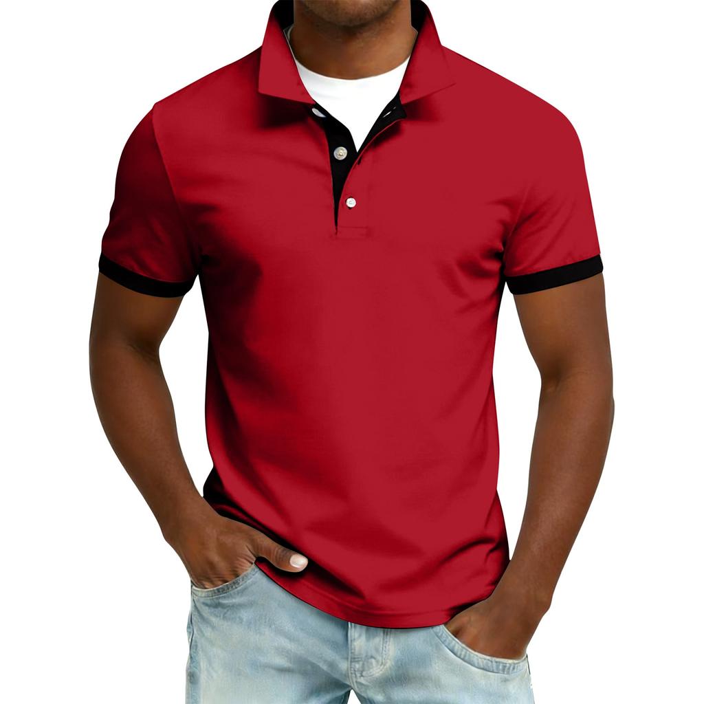 Men's Summer Button Lapel Loose Short Sleeve Top Men's Casual Fashion Top