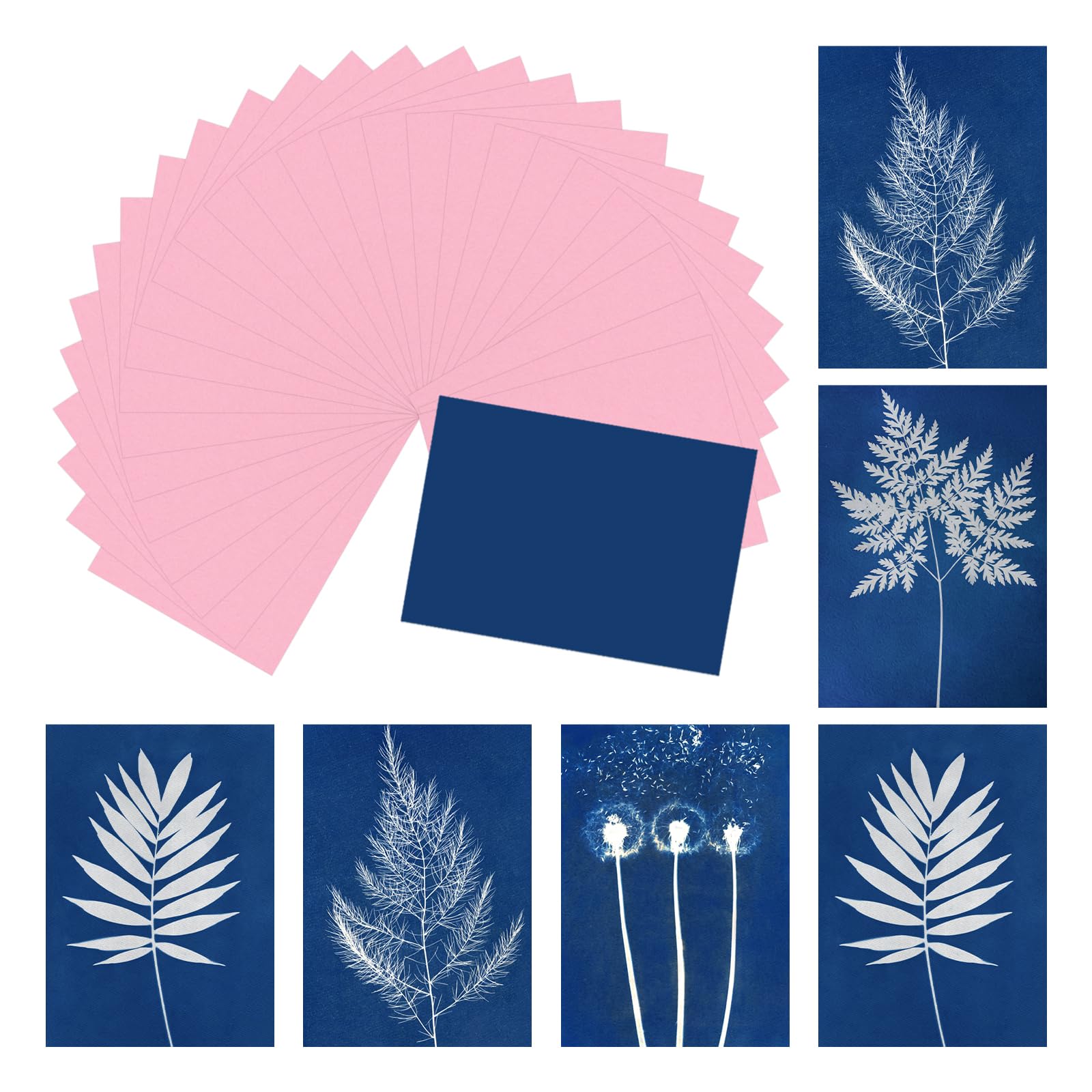 

uxcell Cyanotype 24 High Sensitivity Sunprint Kit for Adult DIY Pink Craft Inches Paper, Sheets, Art, Paper, 4.1x5.8 (A6 Size) рожевий
