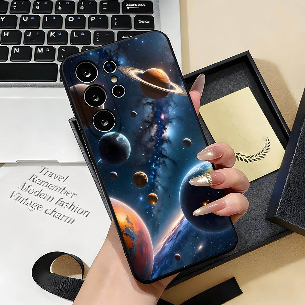 Space Planet Phone Case For Samsung S26 S25 S24 FE S23 S22 S21 Plus S20 Ultra Note20Ultra Black Soft Shell
