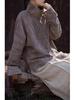 Women's Winter Tie-Dye Ramie Cotton Cardigan - Loose, Semi-High Collar Shirt in National Style.