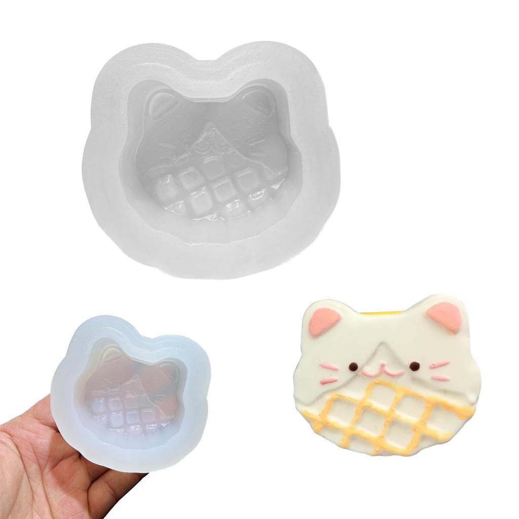 PNHAEH Squishy Silicone UV Resin Animal 3D Handmade Cute Clay Reusable Biscuit Shape Squishy Mold Mold, Mold, Face, Bear, Panda, Pig, Fish, Kitten,