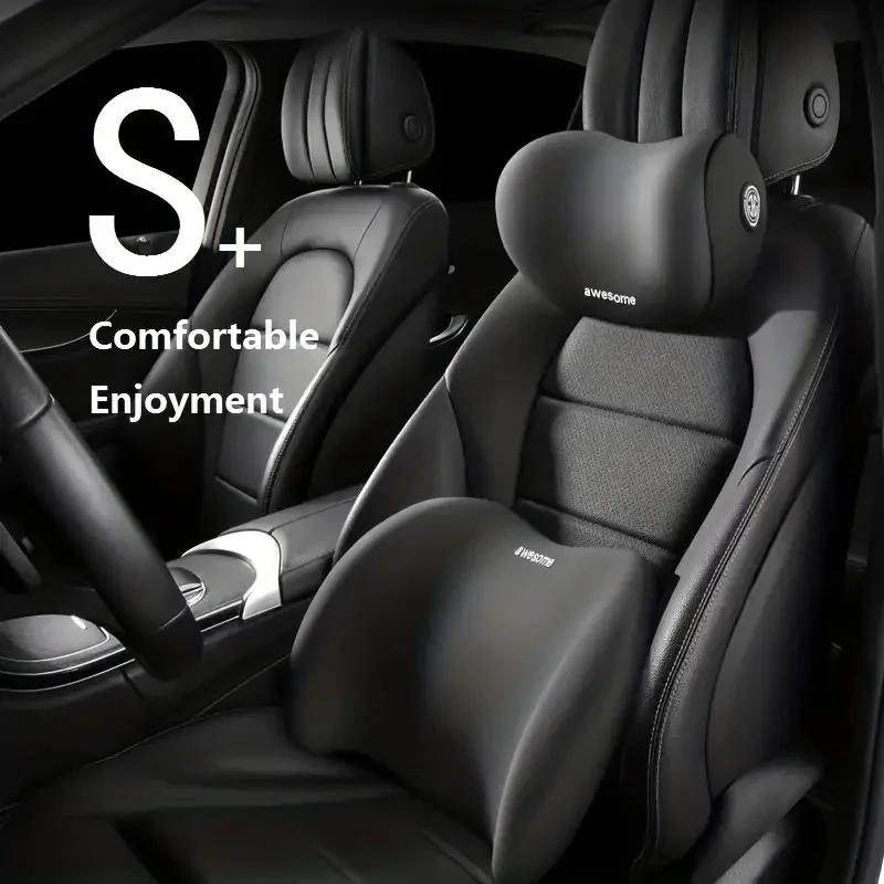 headrest/Waist - Car Headrest and Lumbar Support Kit Memory Foam Breathable Seat Cushion Neck Pillow Interior Decoration