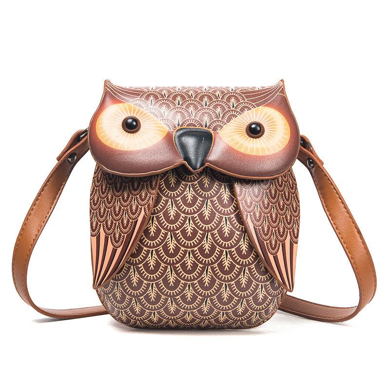 2025 European and American Retro PU Women's Shoulder Bag New Fashion Cat Bag Cartoon Owl Crossbody Bag Creative Coin Purse