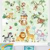 Decalmile Summer Safari Double Sided Jungle Animals Window Clings - Elephant, Monkey, Lion, Giraffe Decals - Anti-Collision Glass Stickers