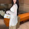 Long-sleeved thin slightly transparent lazy wind medium and long outer sunscreen blouse women's spring summer coat knitted cardigan top