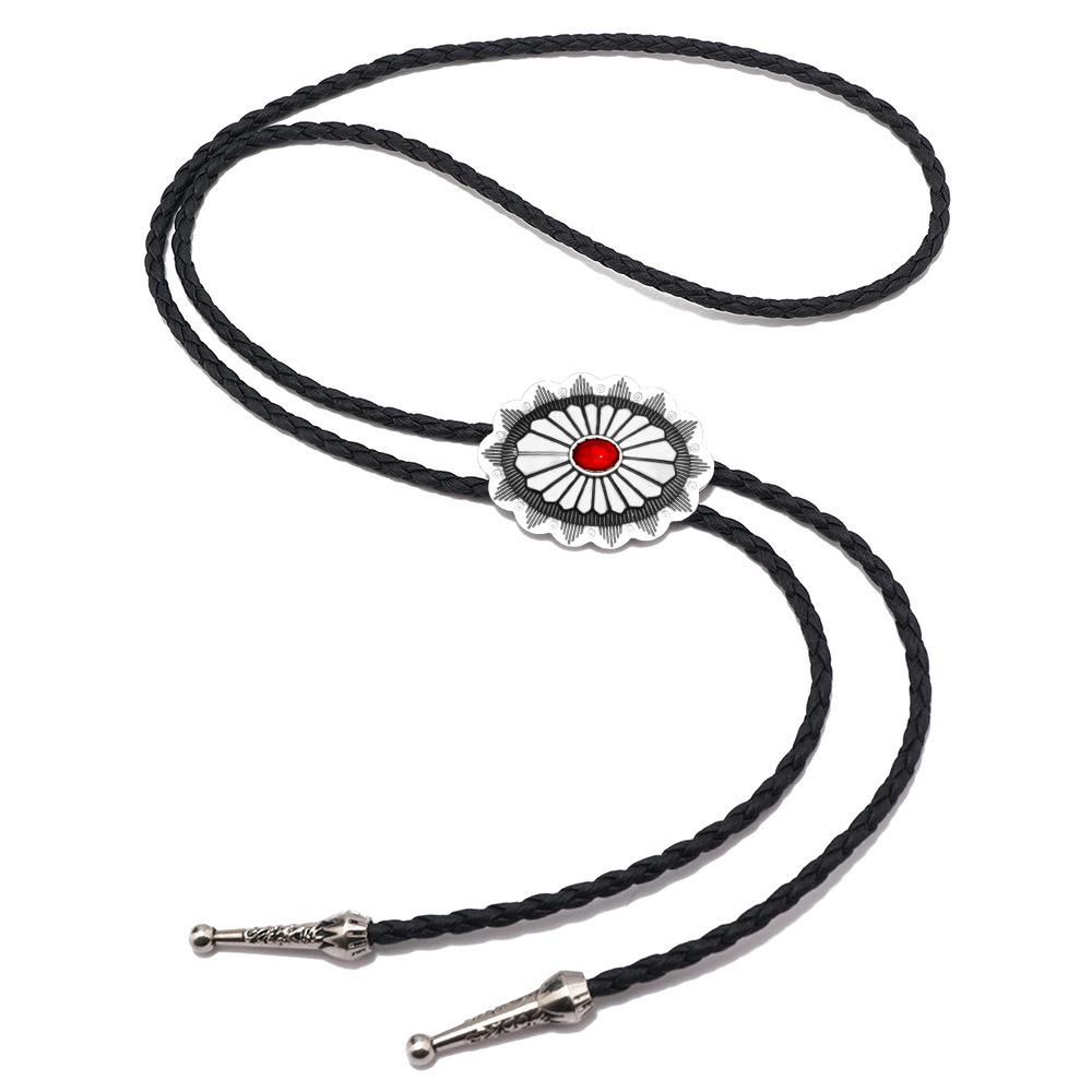 JMXD Turquoise Bolo Tie Long Necklace Celtic Pattern HipHop Street Style Fashion Accessory Statement Pendant for Men