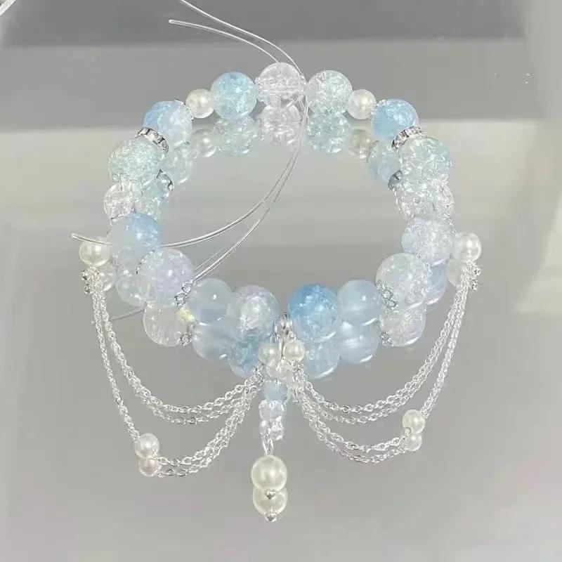 Colour Crystal Flowers Butterfly Pendant Beaded Bracelet for Women Multi Style Sweet Chain Charm Bracelets Girls Jewelry Gifts