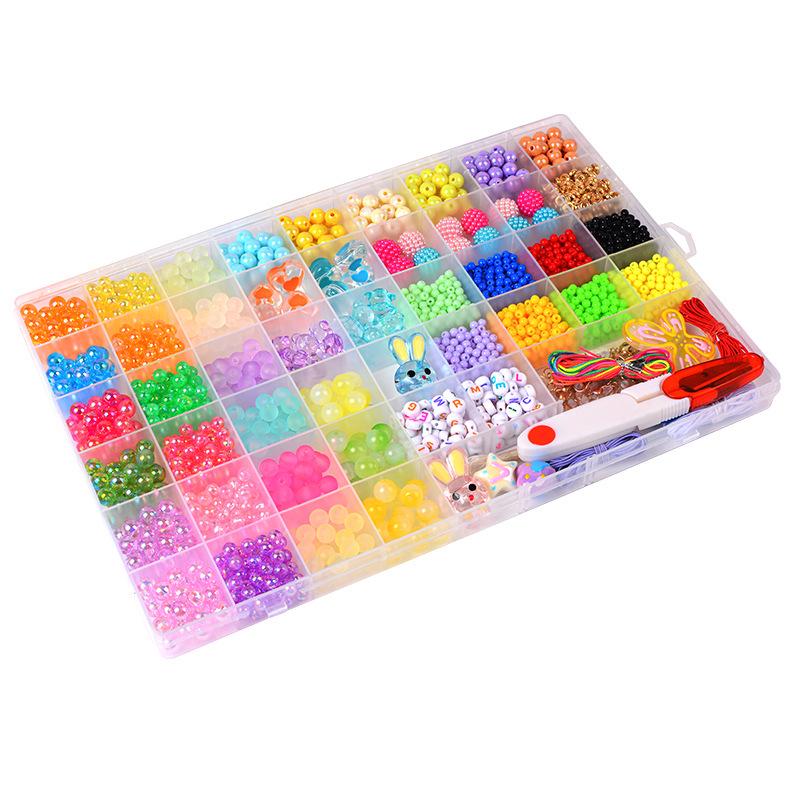 Children's Necklace & Jewelry Toy Set: 54-Compartment Beaded Bracelets & Earrings DIY Kit