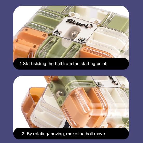 1/2Pcs 3D Puzzle Maze Cube Educational Brain Teaser Handheld Rolling Ball Maze Cube Spatial