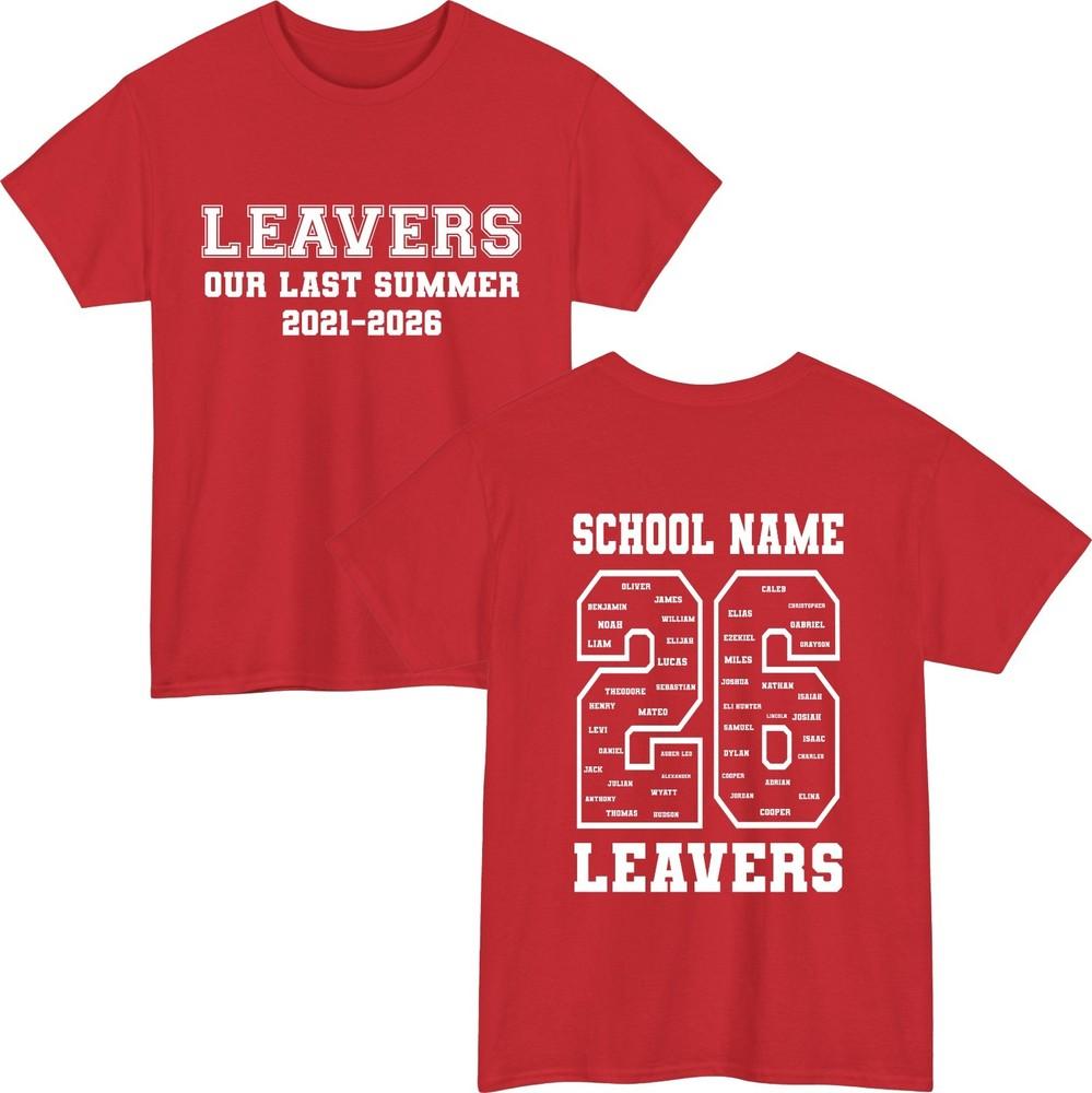 Personalised leavers 2026 tshirt custom year school  names graduation gift top S