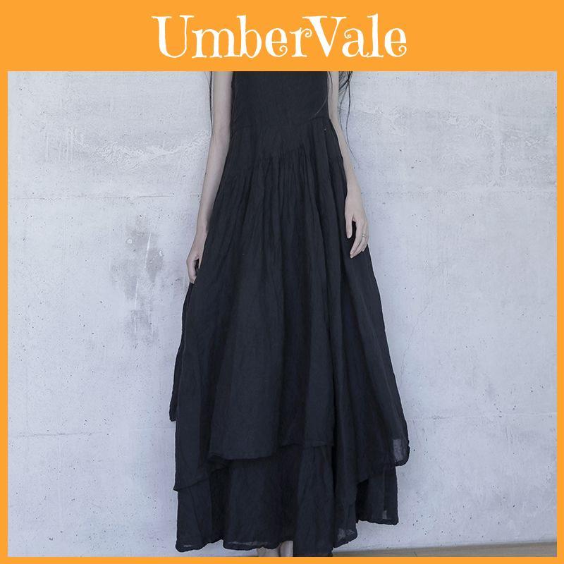 New Chinese Style Vintage Summer Long Dress With Knitted Fabric For Ladies Wear
