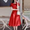 Women Casual Cloak Design Summer Sleeveless A-Line Satin Dress