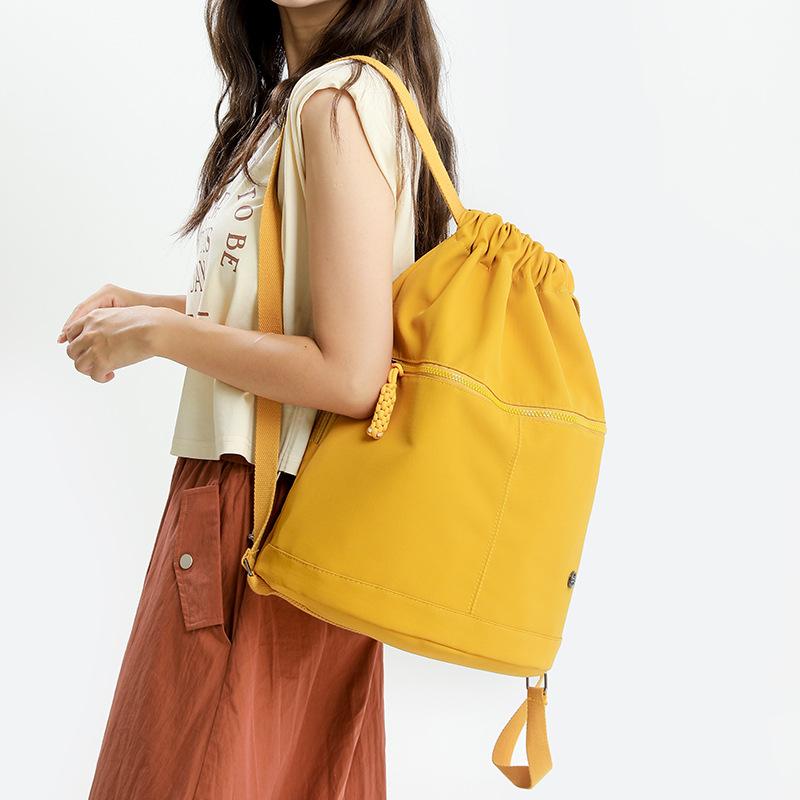 Lightweight Drawstring Pocket Solid Color Sports Backpack Women's Large Capacity Fitness Drawstring Backpack