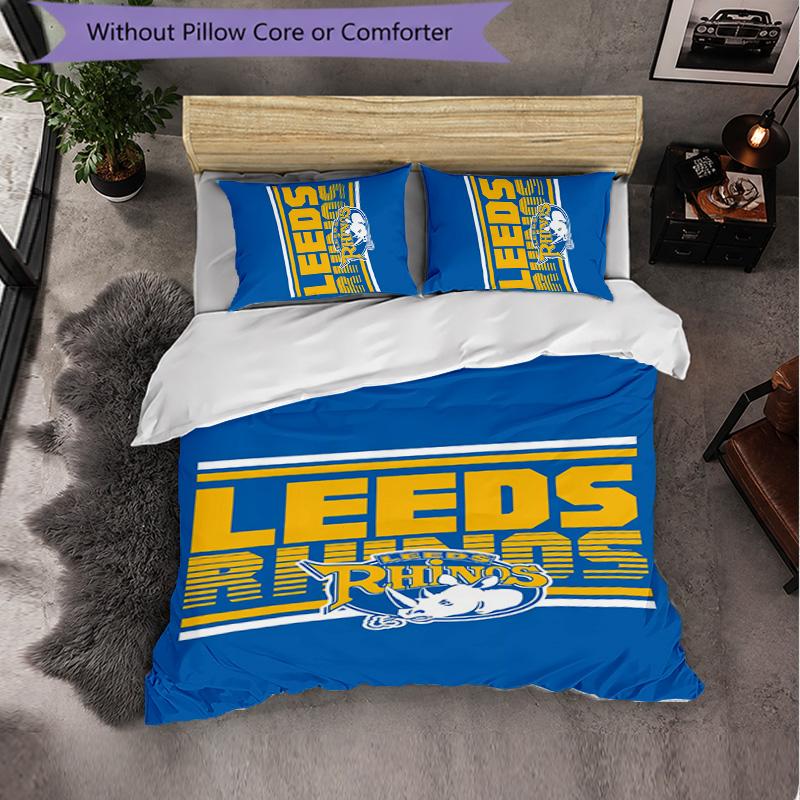 Set Biancheria da Letto Leeds Rhinos in Microfibra 3 Pezzi Decorativo Copripiumino per Camera da Letto Uso Domestico