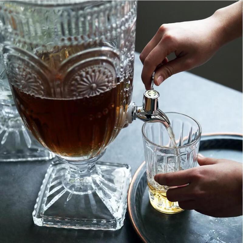 1,8L Retro Geprägter Kristallglas Getränkespender mit Zapfhahn
