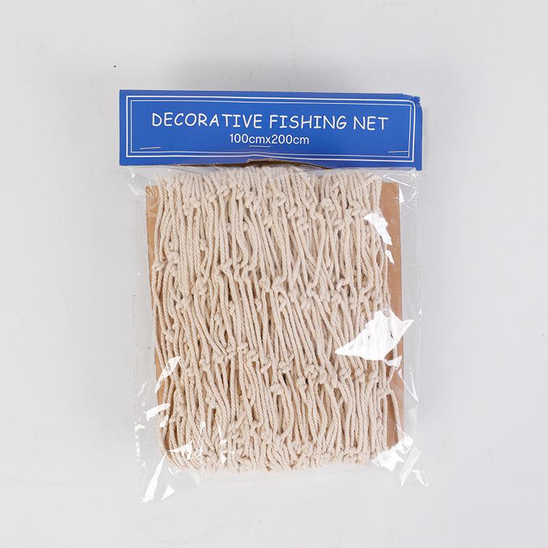 1Pc Mediterranean Decorative Fishing Net, Thick Cotton and Linen Rope Shell Net Background Wall Creative Photo Decorative Hanging Net
