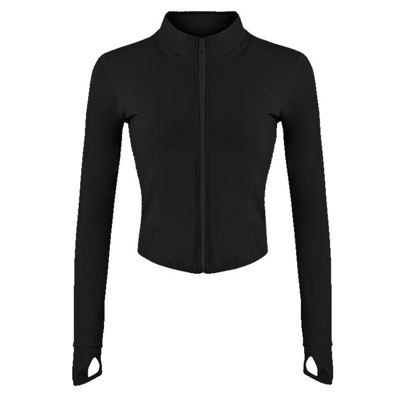 Women Full Zip-up Yoga Top Workout Running Jackets with Thumb Holes Stretchy Fitted Long Sleeve Crop Tops Activewear