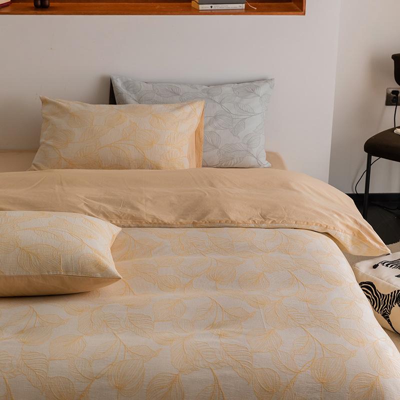 Ins Washed Cotton Jacquard Gray Retro Bed and Breakfast Four-piece Set of Pure Cotton Artistic Quilt Cover Sheets