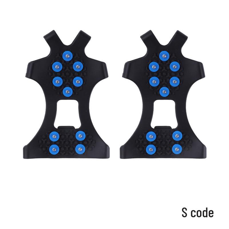 10-Tooth Silicone Ice Cleats with Anti-Slip Shoe Covers and Yellow Buckle