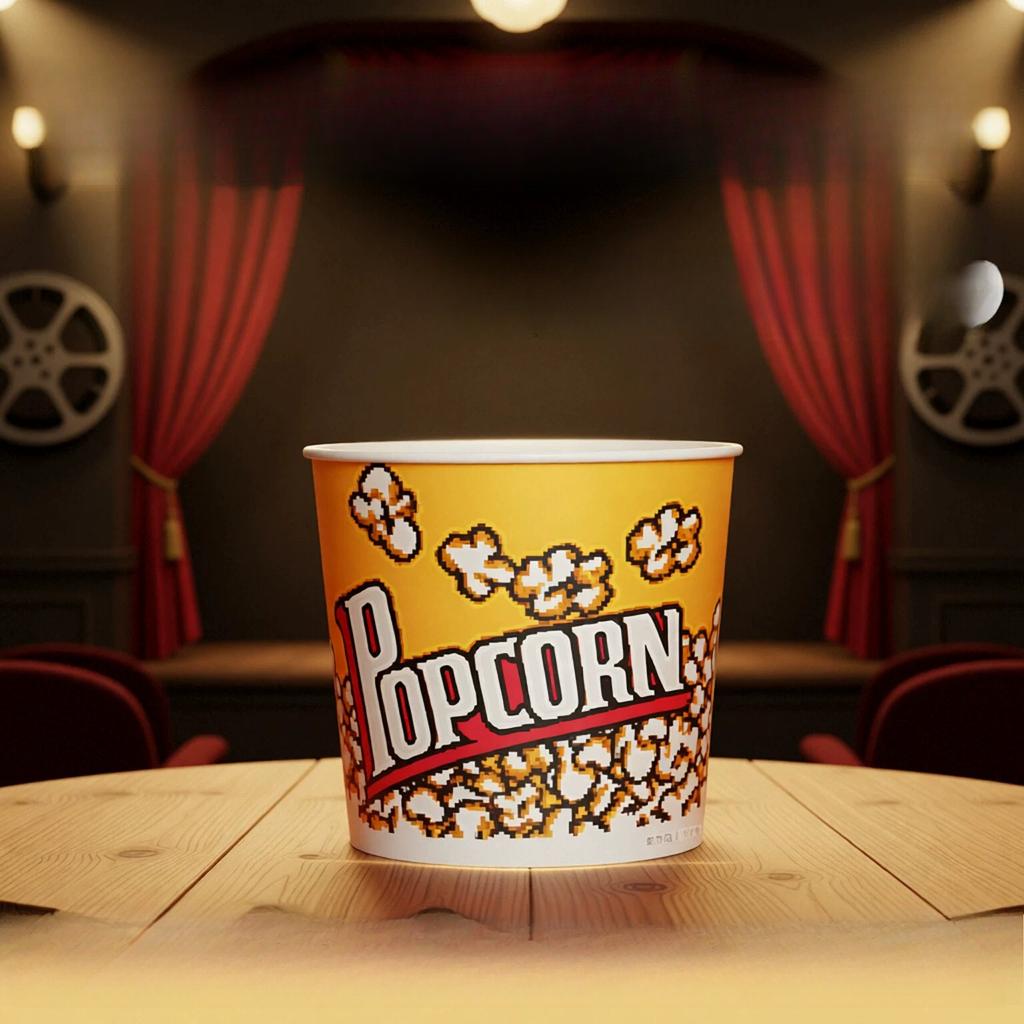 Large Capacity Popcorn Bucket Disposable Food Grade Paper Bucket Thickened Packag Box for Cinemas Oil Proof and Leak Proof Snack Packaging Container