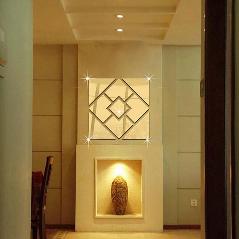 Buy Small DIY Geometry Square Acrylic Decorative Wall Paste at affordable prices — free shipping