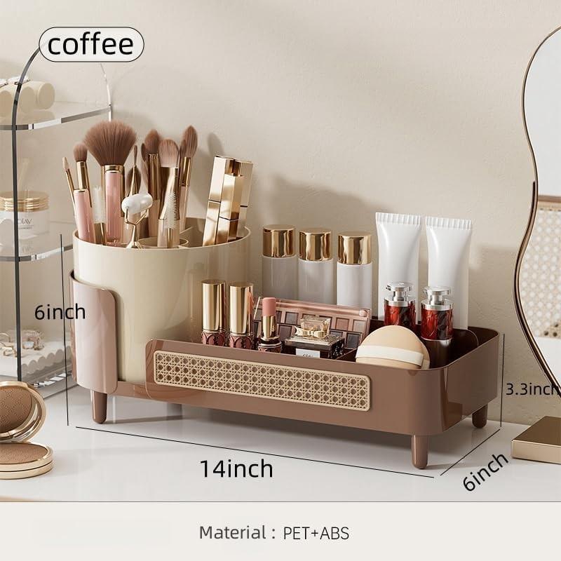 Organizer per Pennelli Cosmetici Intreccio Viennese Rotante Marrone