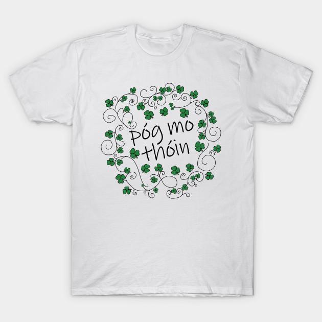Men Black Print T-shirt St Patricks Day Pog Mo Thoin Shamrock No-Cut Transfer Paper Print Cotton Tshirt 2XL