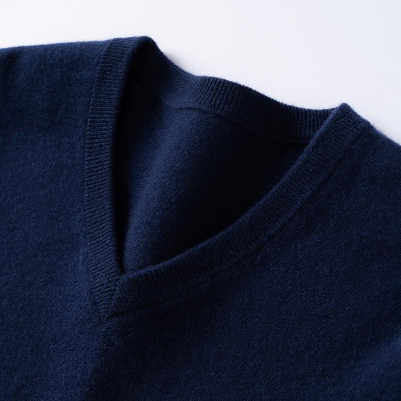 Men's 100% Pure Cashmere V-Neck Loose Casual Knit Sweater