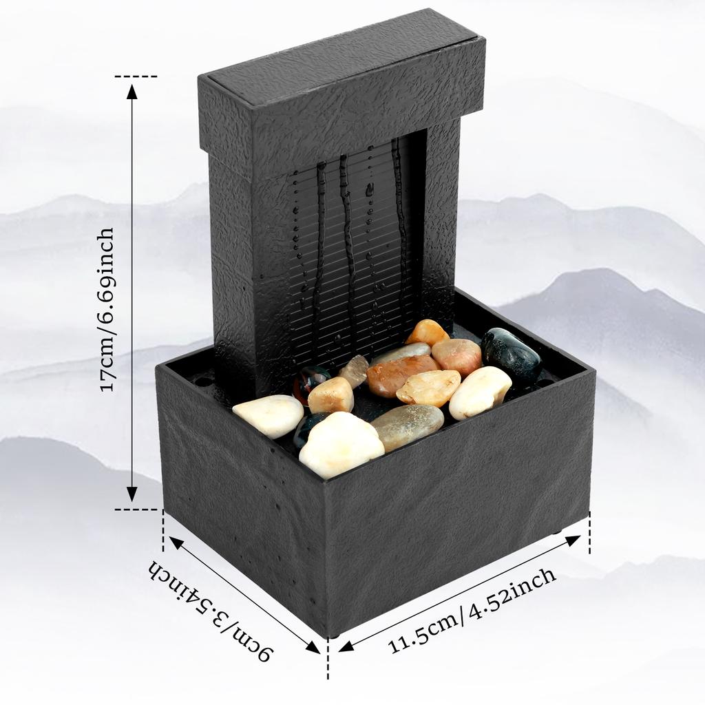 Tabletop Fountain with Light Mini Indoor Water Fountain Feature Zen Meditation Fountain Ornament for Table Office Home Decoratio