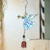 Garden Glass Painted Ornaments Wind Chimes Hanging Yard Decorations Solar Light Charming Blue Iron and Outdoor
