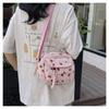 Fashion Printing Strawberry Crossbody Bag Zipper Corduroy Shoulder Bag Sweet Women Girl Large Capacity Handbag