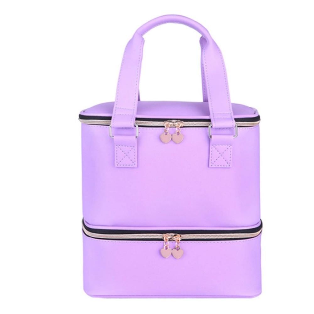Double Layer Nail Polish Storage Bag 30 Grids Large Capacity Nail Care Kit Bag Handheld Waterproof Essential Oil Organizer Bag