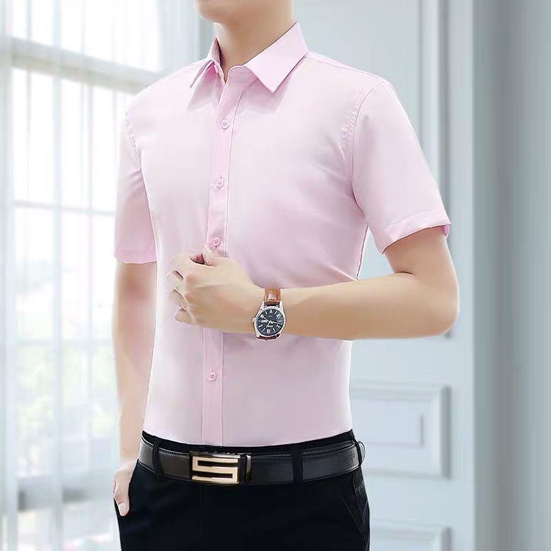 Men's Business Casual White & Black Slim Fit Shirt - Spring/Autumn Fashion, Short & Long Sleeve Options