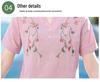 Elegant Embroidered Cotton Linen Tee for Mature Women