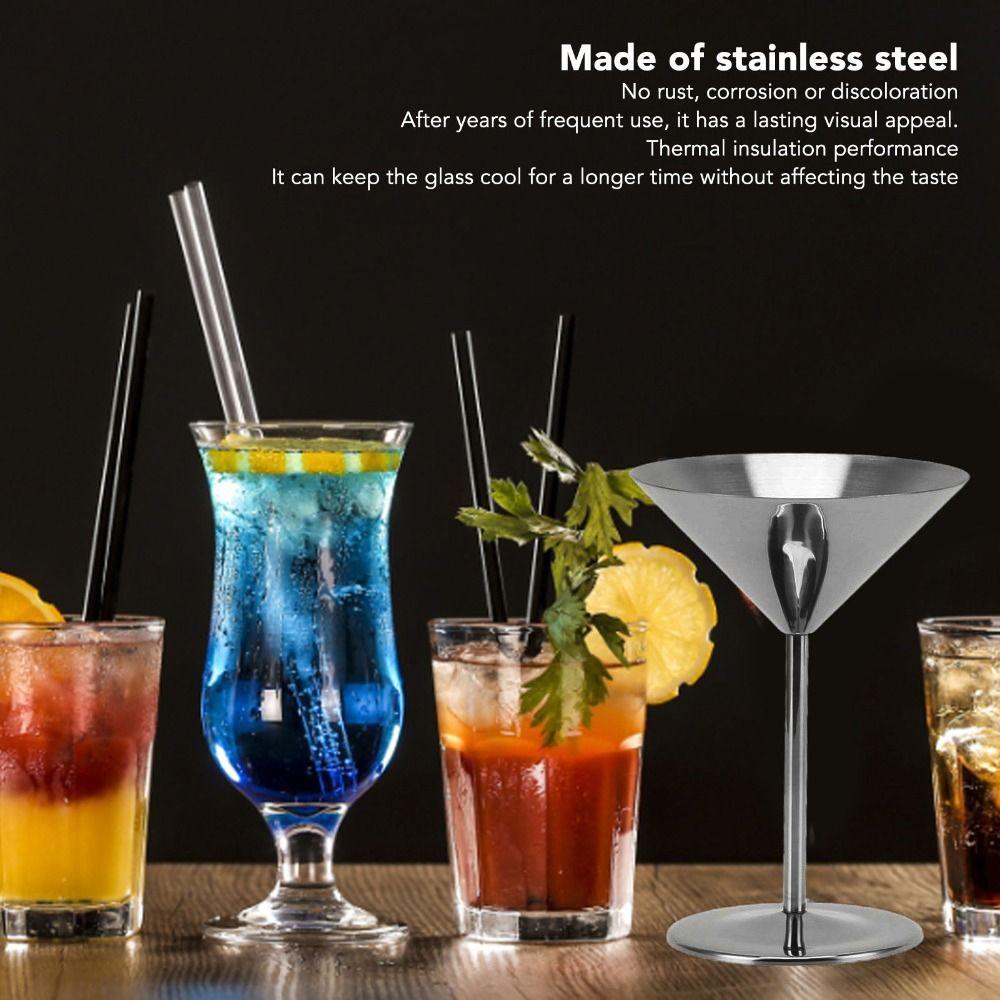 2 Stück Spiegelfinish Metall Weinglas Edelstahl Martini Glas Hochzeitsparty