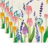 Decorative Floral Pattern Wearable Seasonal Spring Burlap Table Runners for Easter Dining Room