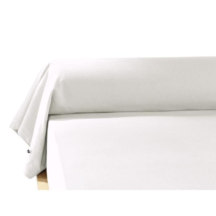 Taie Traversin - Candice - Neige - 100% Flanelle De Coton - Diamètre 85 Cm - Longueur 185 Cm
