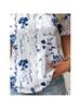 Elegant Blouse Printed Short Sleeve Shirts 2026 Summer Office LadyV Neck Lace Panel Shirt S-XXL