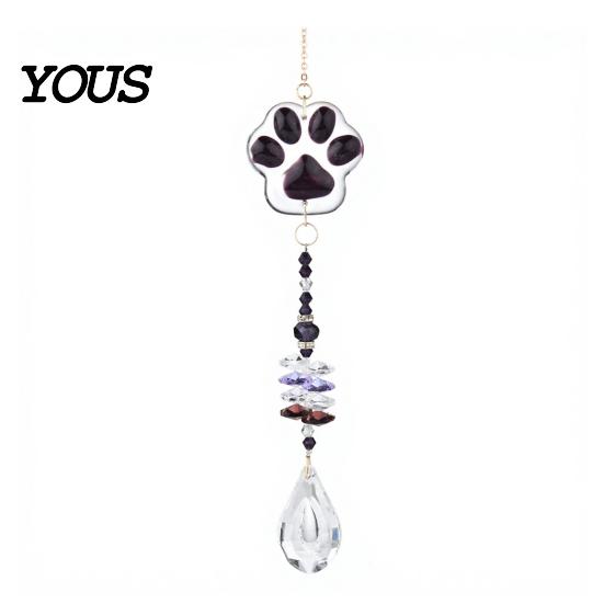 Exquisite Craftsmanship Wind Chime Crystal Cat Paw Chimes, Suncatchers for Windows Hanging, Rainbow Light Prism Maker Indoor Outdoor Home Garden Decor