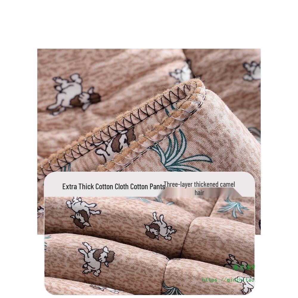 Women's Plus Size Camel Down Cotton Pants for Elderly - Winter Loose Fit