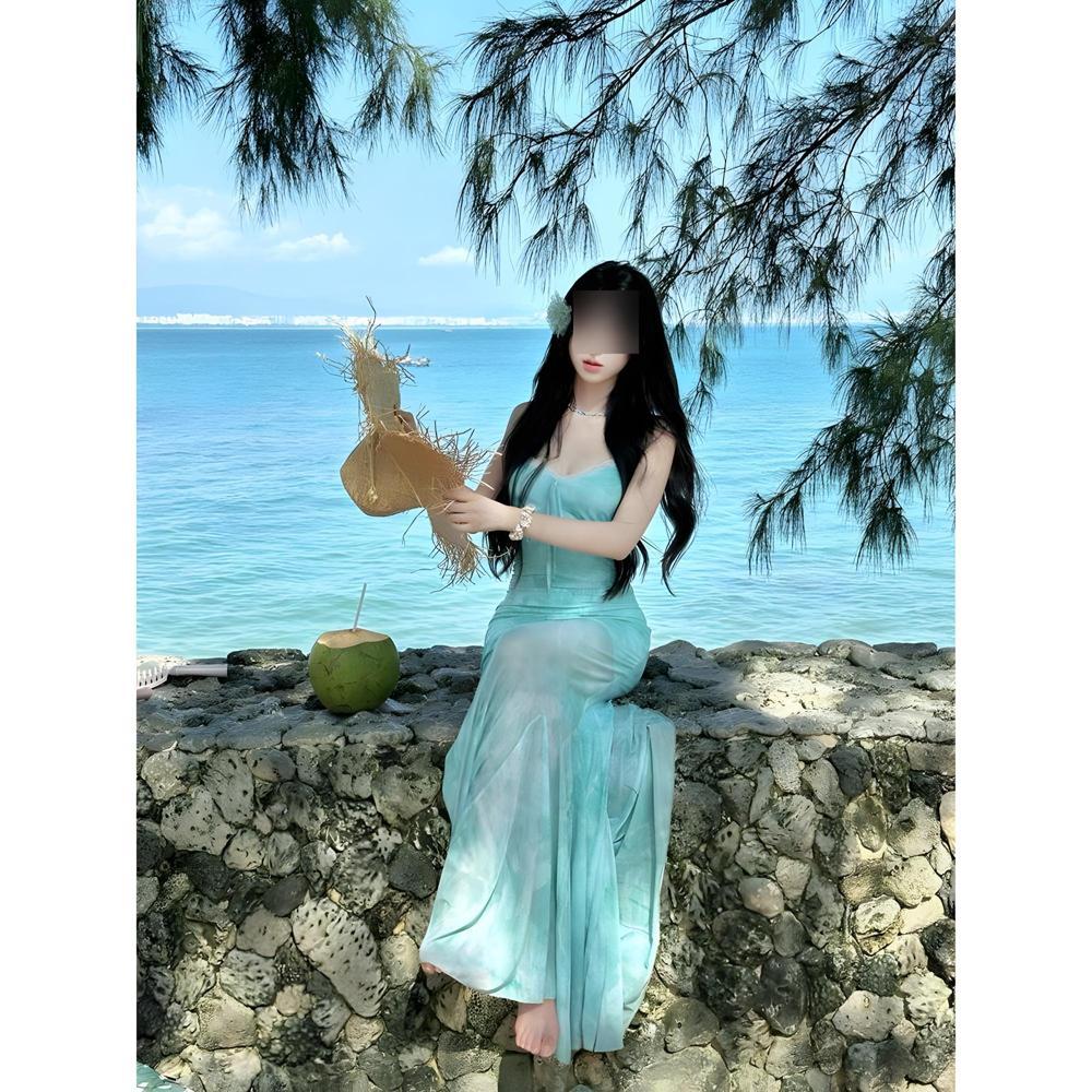 Einzigartiges und wunderschönes Meerjungfrau-Rock-Slipkleid im Resort-Stil für Taille und Hüfte, vielseitiger Damen-Sommer-Neustil