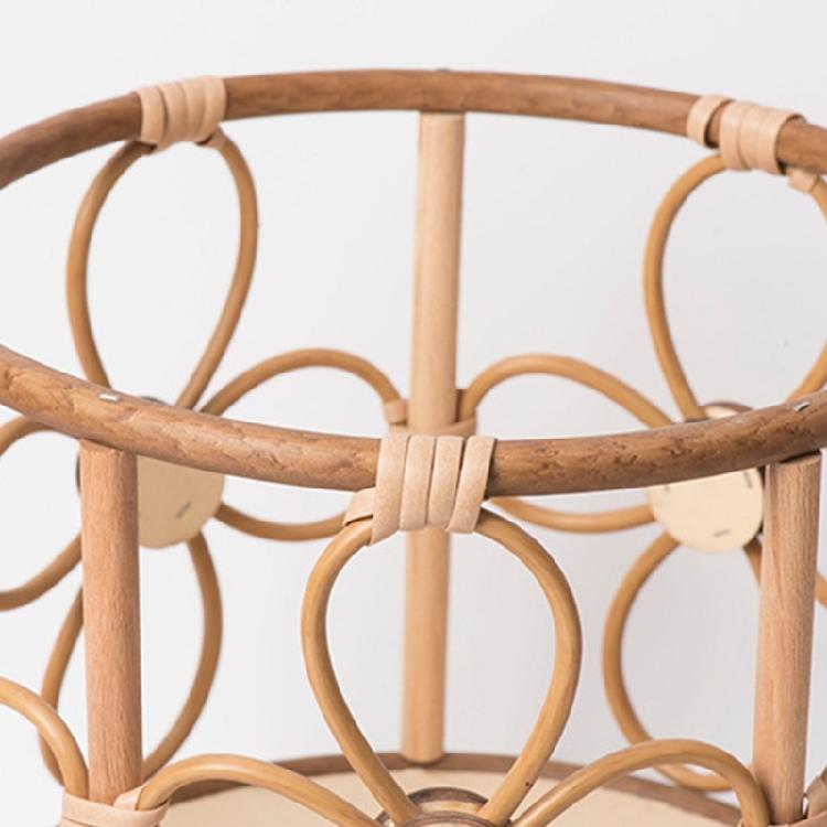 Rattan Indoor Plant Stand Straw Woven Flowers Pots Holder Stool with Legs Floor Planter Baskets Rack Wood Plant Shelf