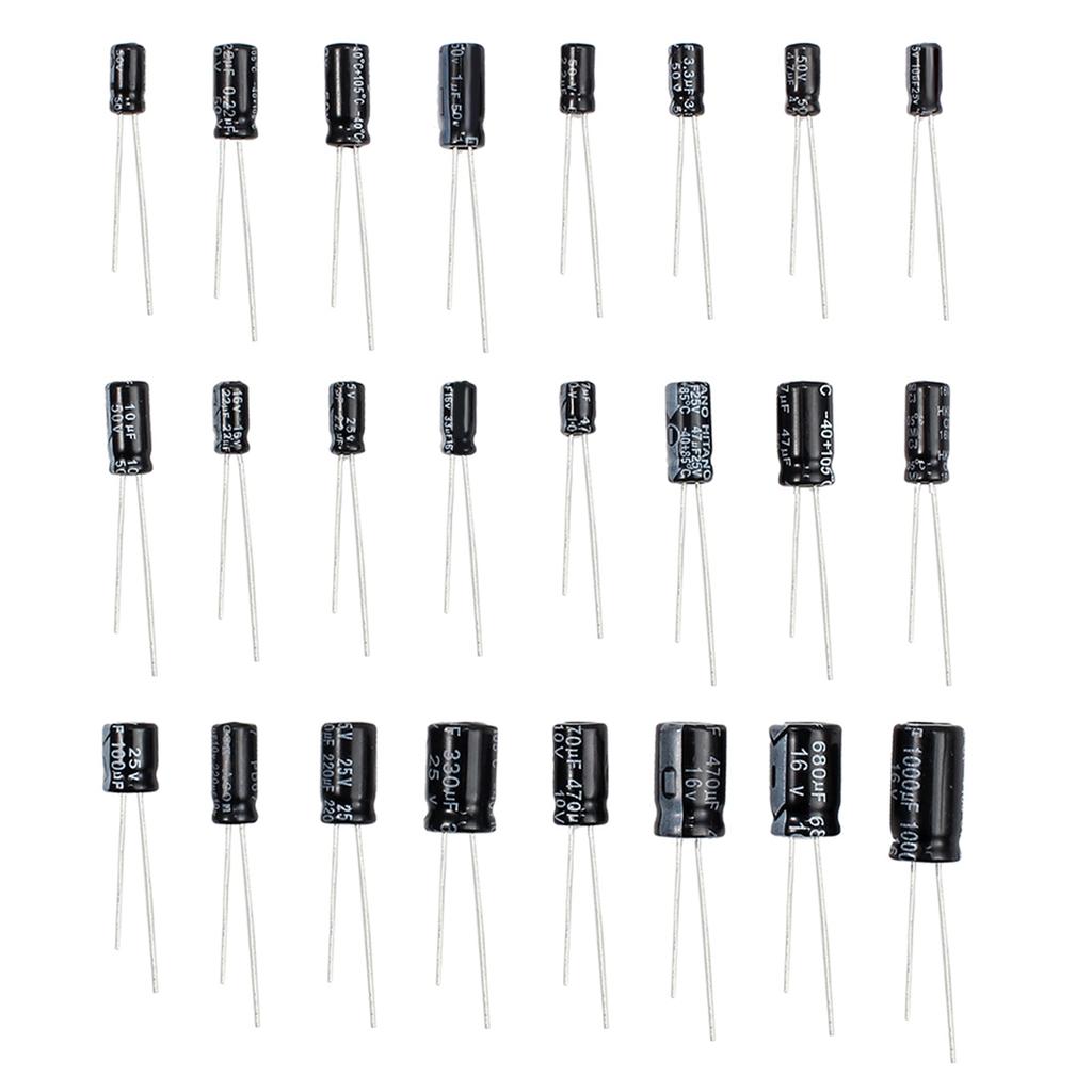 500pcs Electrolytic Capacitors Assortment Kit 24 Values 0.1UF 1000UF Aluminum Capacitors Set with Plastic Case
