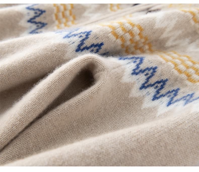 Damen Kaschmir Fair Isle Strickjacke, Verdickter Jacquard Farbblock, Stil 2026