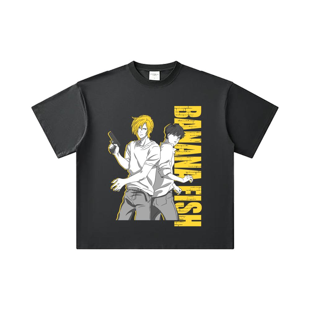 260 GSM Double Yarn 32 Count 100% Cotton Banana Fish V1 Print Unisex Heavy Cotton T Shirt