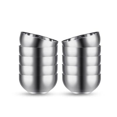Double-Layer Stainless Steel Anti-Scald Bowls (10-Pack, 12.5cm)