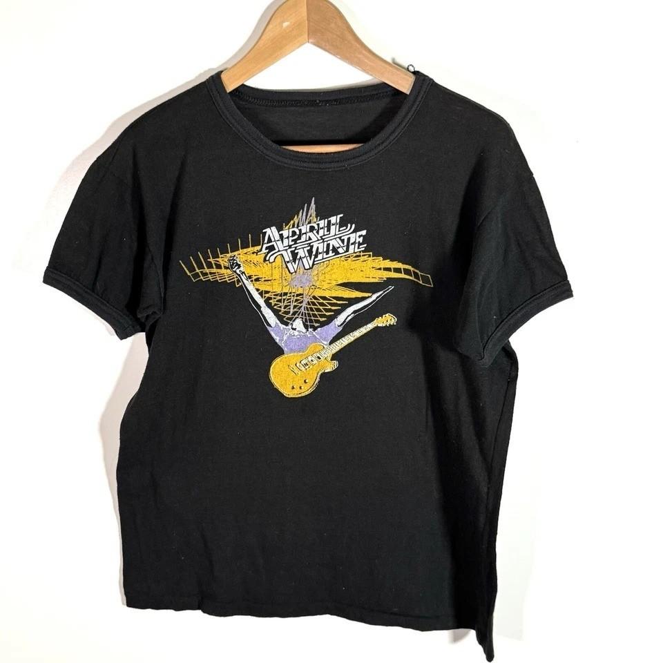 

1980’s April Wine Power Play Tour Graphic Ringer Tshirt Reprint Twoside FN1428 Unisex T-Shirt S