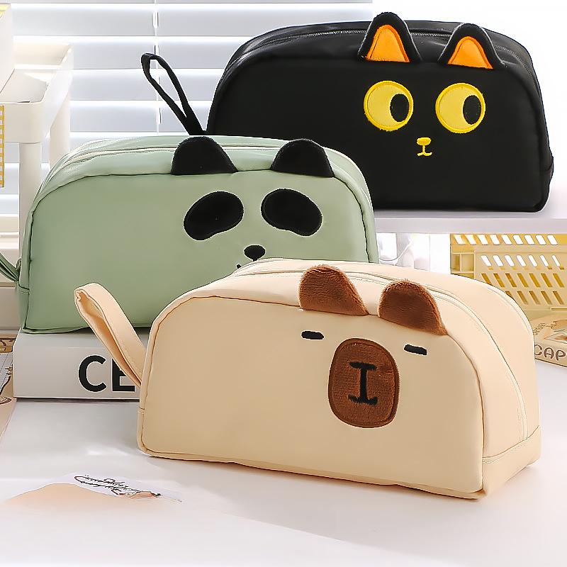 Siamese Cat Black Cat Plush Ears Cat Stationery Bag, Large Capacity High Beauty Design Cute Cartoon Pen Bag,simple Storage Bag