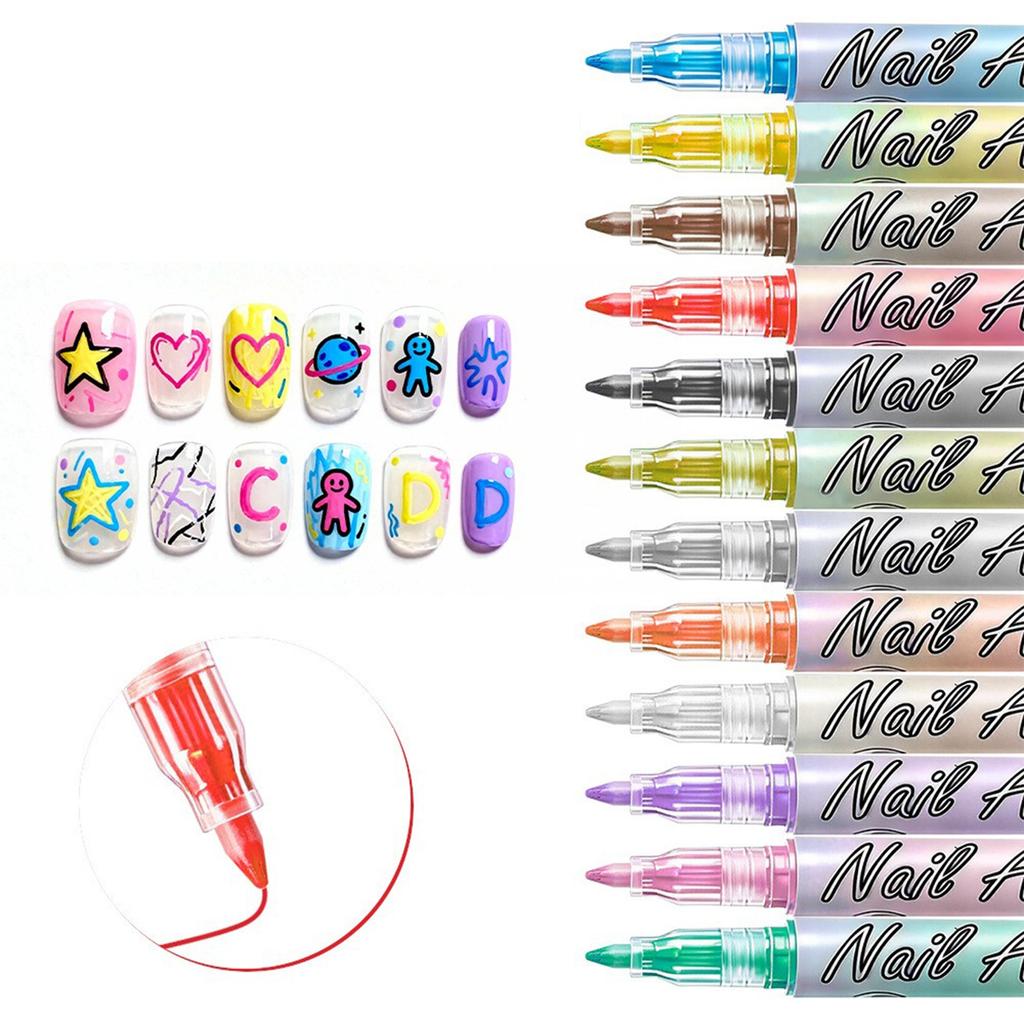 Nail Pen Painting And Outlining Pen 0.7mm Nail DIY Quick-drying Pen Colorful Painting And Outlining Nail Pen 30ML