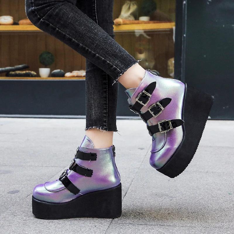 European American Street Fashion Women's Shoes 2024 New Ankle Boots Casual Slope Heel Thick Sole Design Versatile Women's Shoes